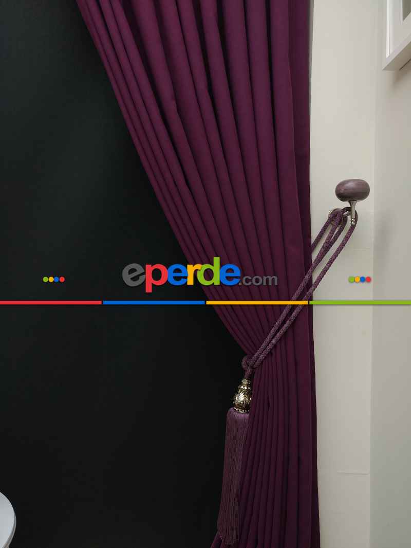 Düz Renk Dökümlü Fon Perde (150)- Mor