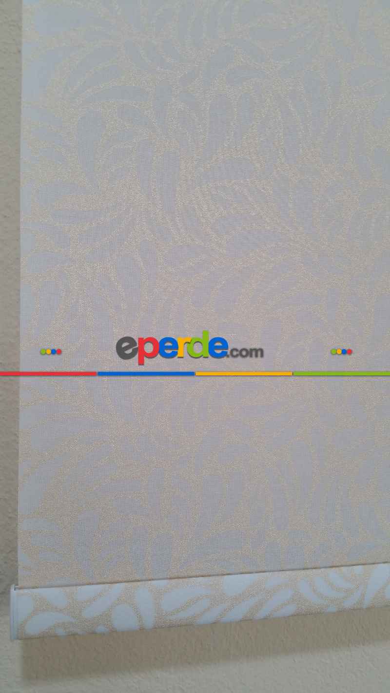 Mutfak Stor - Altın Simli Desenli Stor- Beyaz-altın Simli- Çok Renkli 2