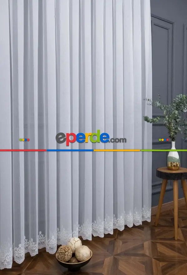 Brillnat Arne Desen Etek İşlemeli Sade Düz Yeni Desen Tasarım Tül Perde