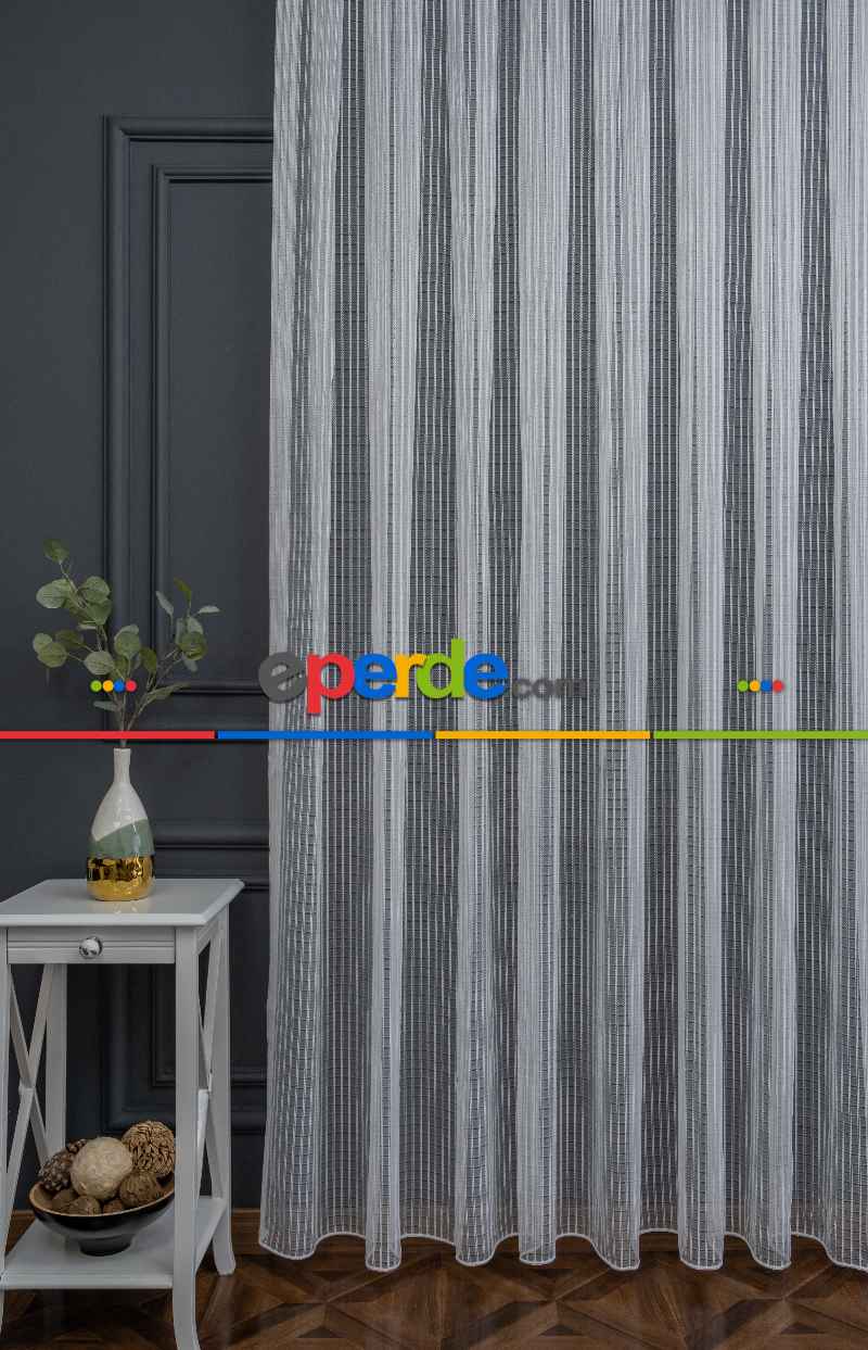 Mini Kare Gold Altın Tasarım Sırma Çizgili Tül