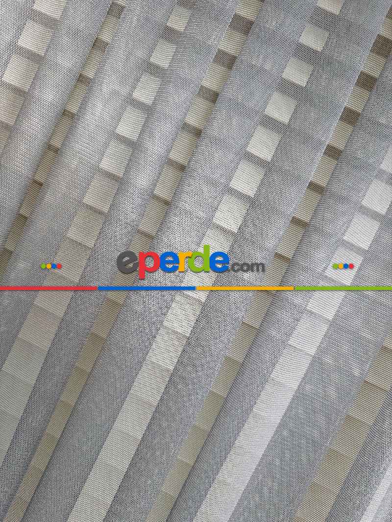 Koyu Gri Grek Zemin Düz Tül Perde - Kurşunlu