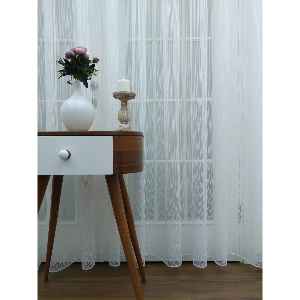 Salon Çizgili Tül - Çizgi Desen Tül -ip Tül - Zincir Tül- Beyaz-Ekru