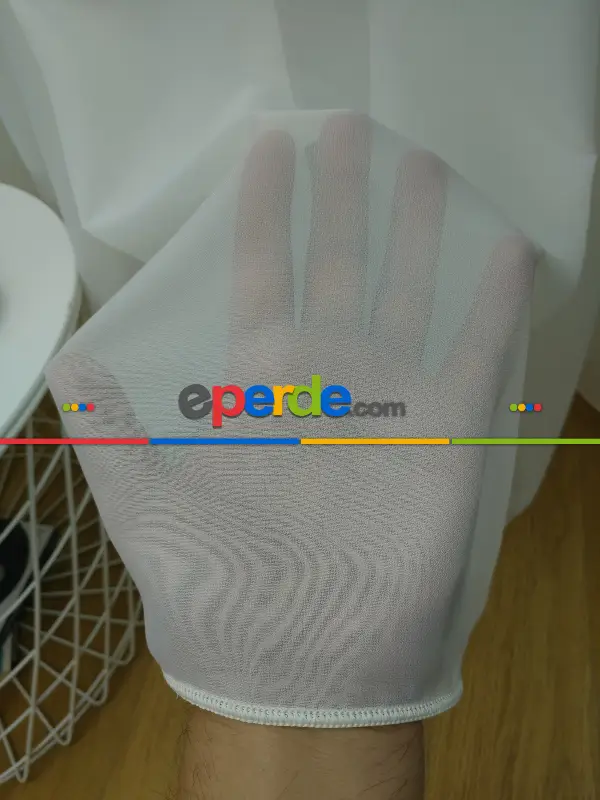 Ekru Kreep Düz Tül Perde