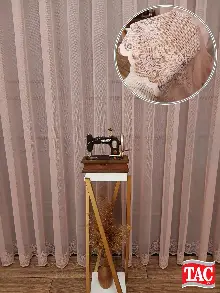 Taç Cemre Düz Örme Pudra Kırışmaz Ütü İstemez Tül Perde