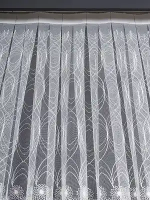 Şeritli Papatya Nakış İşlemeli Brode Tül Perde