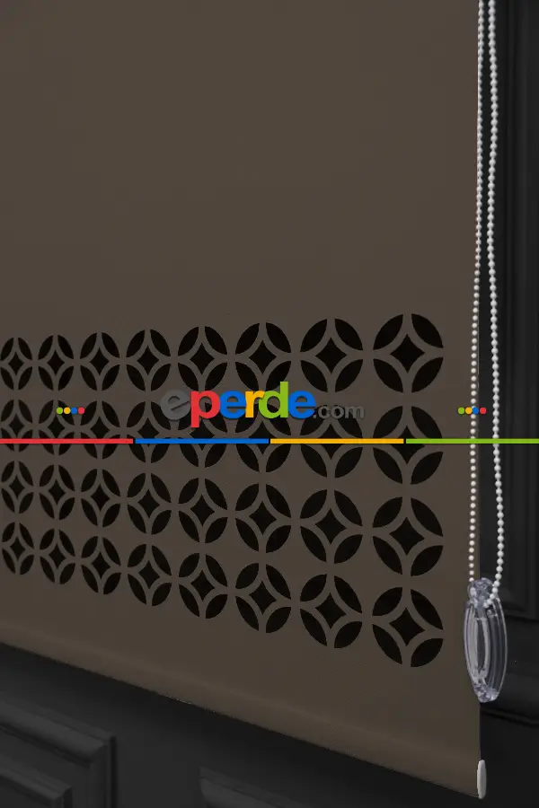 Salon Stor - Kahverengi Lazer Kesim Mat Stor Perde (ister Düz - İster Lazer Kesimli Satın Alın)