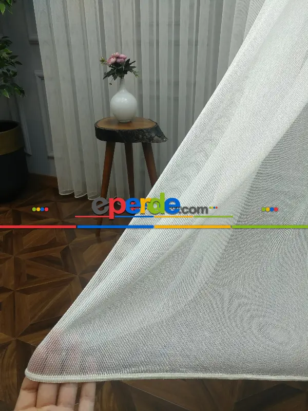 Salon Tül - Çelik Çizgili Yüksek Gramajlı Tül Perde