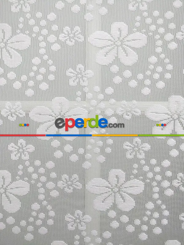 Jakar Örme Tül-feray 804 Pudra Çiftli Sistem Dantel Desenli Perde- Pudra