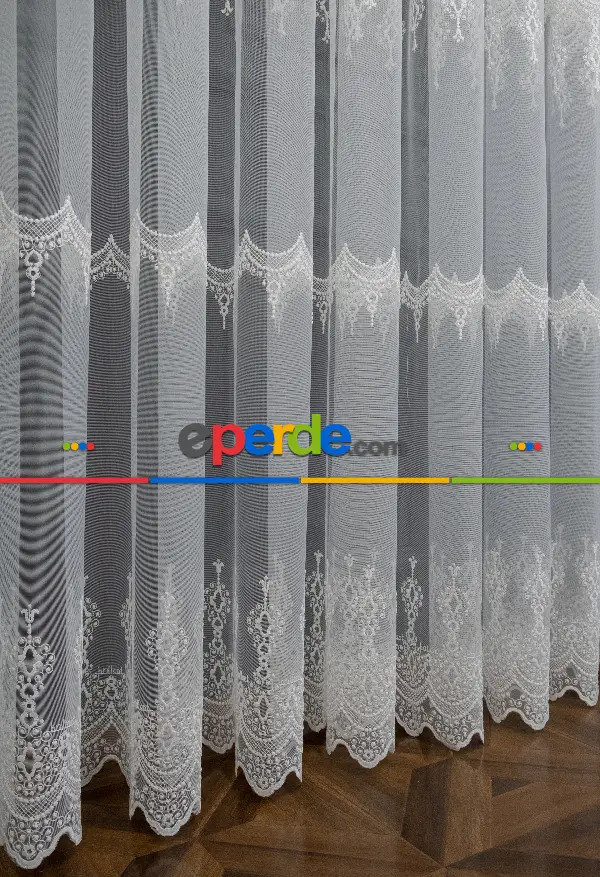 Salon - Brillant Tül Bore Desen Tarz Moda Yeni Salon Tül Nakış İşlemeli Tül