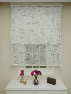 Salon - Keten Tül Stor Wicker - Çiftli Sistem Tül Stor Perde (wicker)- Gri-füme-antrasit