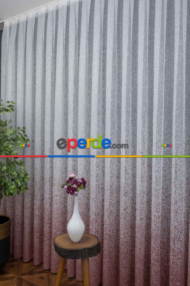 Yatak Odası - Püskürtme Pembe Pudra Tül Genc Tasarım Moda Gülkurusu Tül