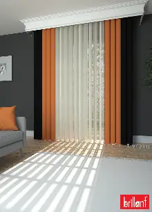 Brillant Akıllı Tül Siyah-turuncu Perde Tül Dikey Zebra Perde Düz 1. Kalite