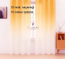 Turuncu Kavuniçi Üstden Renk Geçişli Tül Perde