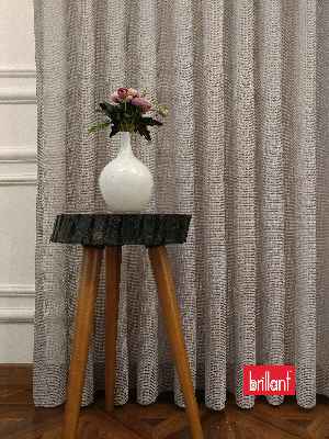 Brillant Örme Dantel Gri Renk Yüksek Gramajlı Dökümlü Tül Perde- Gri Açık - Kurşunlu Tül