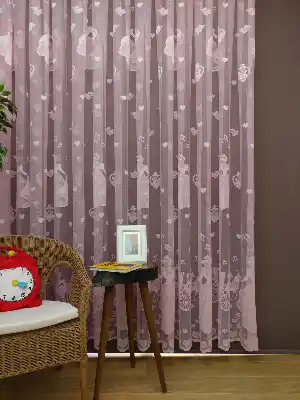 Pembe Kız Çocuk Odası Tül Perde Sindirella- Pembe