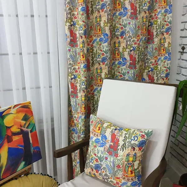 Popart Desenli Fon Perde Evmpopart5 Kumaşı Kalındır Duck Bezi Değildir- Çok Renkli 3