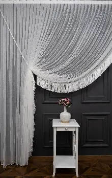 Yatak Odası - Grek Yalancı Kruvaze - Tülden Fon - Halat İle Yana Toplamalı Tül - Aksesuar İlave Ücretlidir - Çift Veya Tek Kanat - Kurşunlu Tül