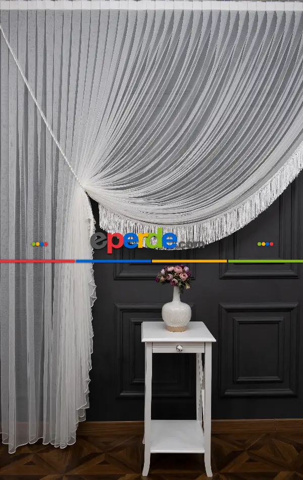 Yatak Odası - Grek Yalancı Kruvaze - Tülden Fon - Halat İle Yana Toplamalı Tül - Aksesuar İlave Ücretlidir - Çift Veya Tek Kanat - Kurşunlu Tül