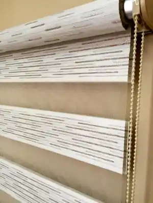 Sütlü Kahve Krem Lüx Zebra Perde- Krem-gümüş Simli-sütlü Kahve