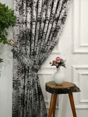 Jakar Dokuma - Spor Desenli Fon Perde- Siyah-gri Açık