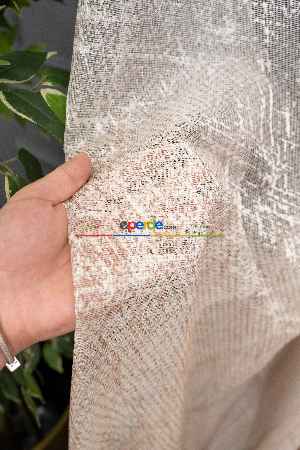 Hazır Ölçülü Seyrek Pileli Modern Bej Kahverengi Degrade Geçişli Tül - Örme Dantel Tül Perde