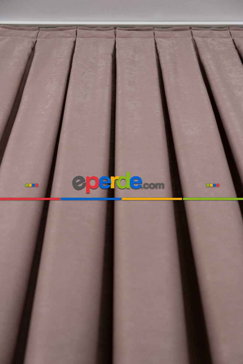 Salon - Soft Fon Perde Pudra Pembesi Dökümlü En - Pembe Pudra Pembe