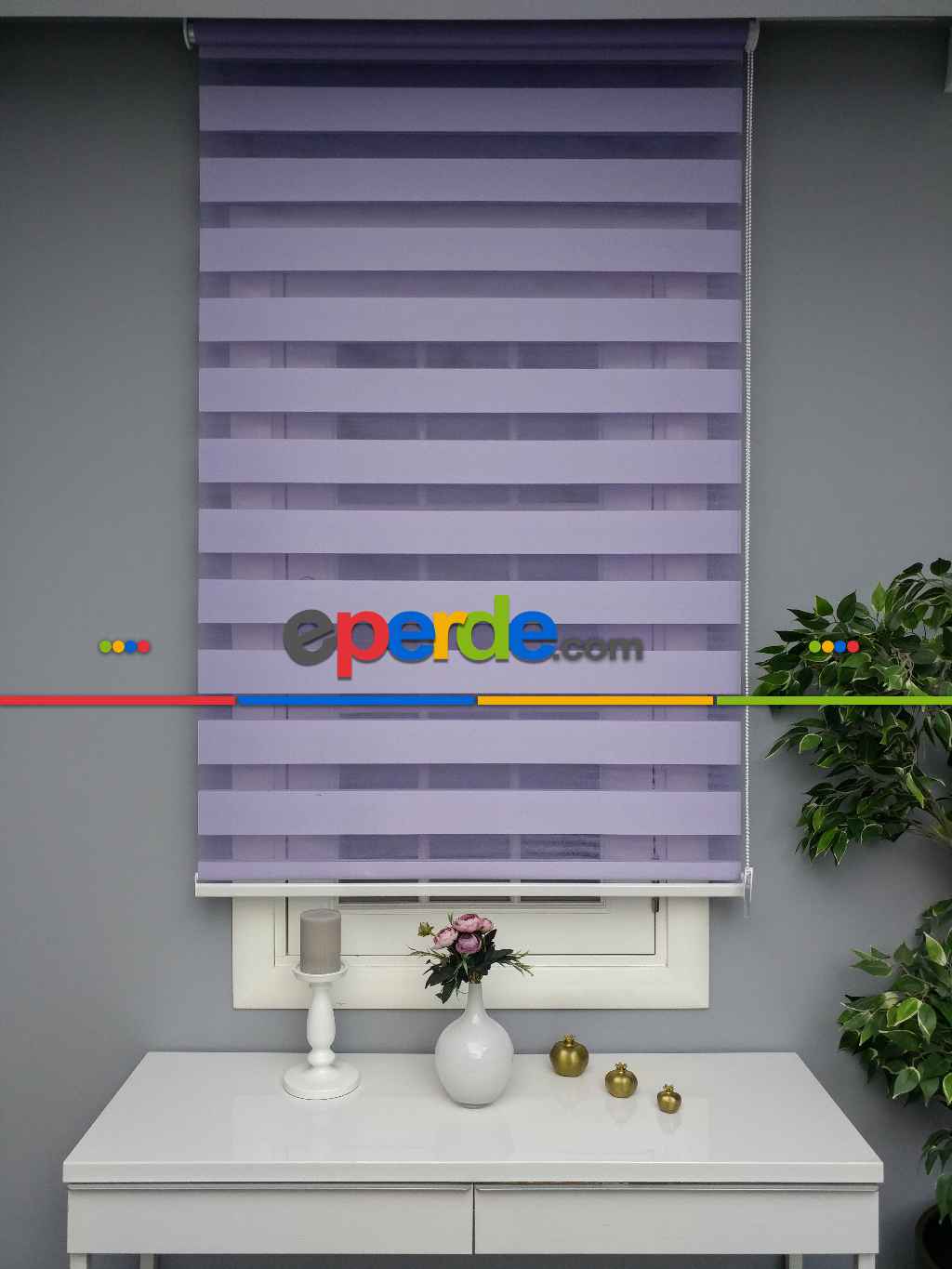 Genç Odası - Perle Home Düz Zebra Perde Mor