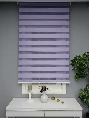 Perle Home Düz Zebra Perde Mor