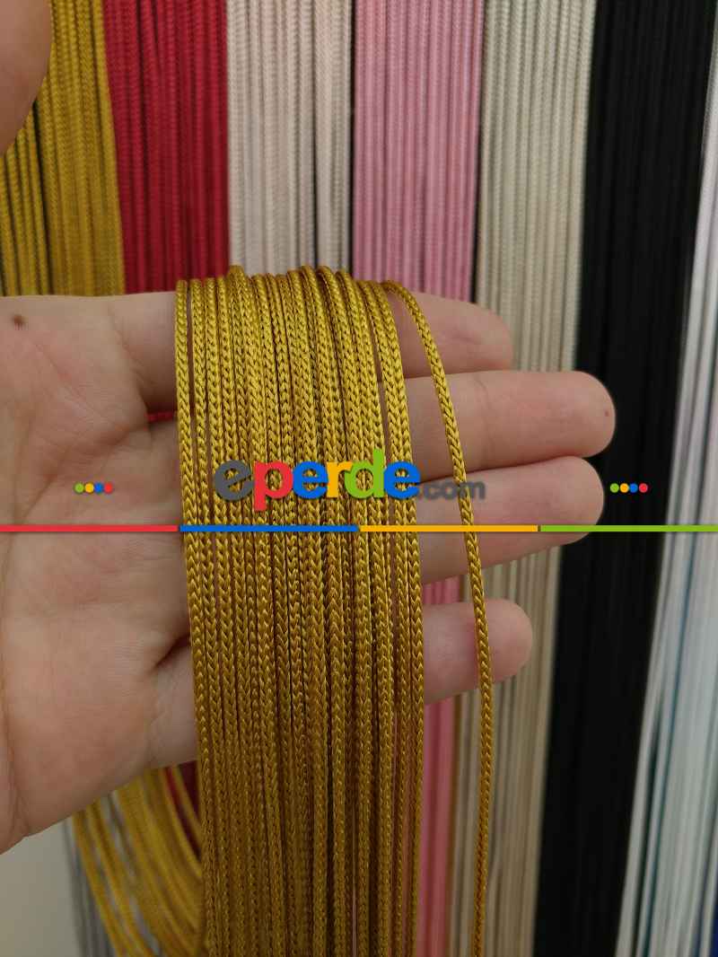 Altın Rengi İp Perde Kalın Zincir Serisi- Sarı