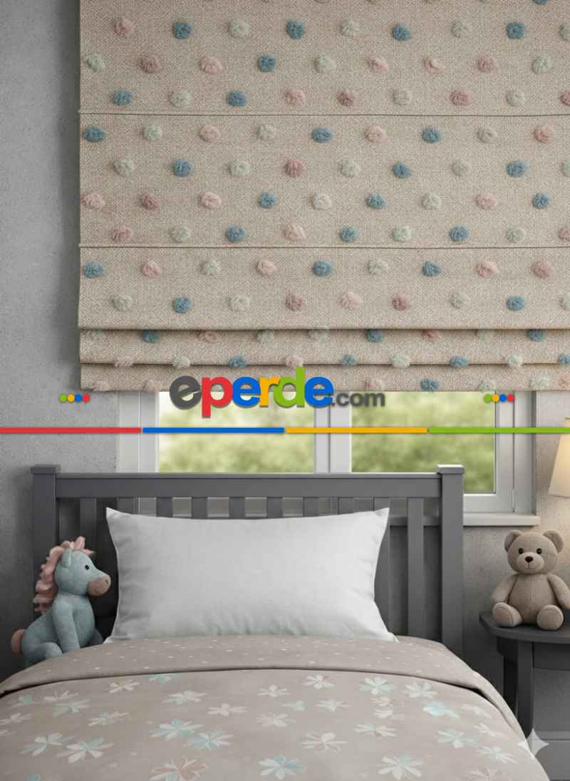 Katlamalı Fon Perde – Ponpon Desenli Mekanizmalı Perde