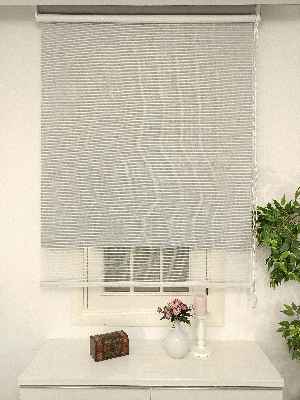 Çiftli Sistem Tül Stor Beyaz Cizgili Tül- Beyaz