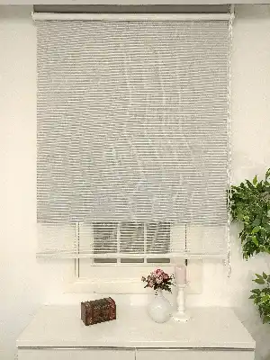 Çiftli Sistem Tül Stor Beyaz Cizgili Tül- Beyaz