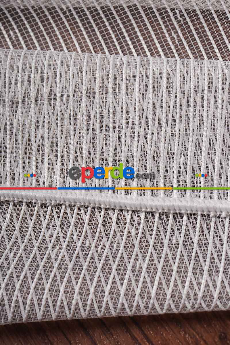 Yatak Odası - Çizgili Nokta Desen Armür Tül Perde Akdz 1077