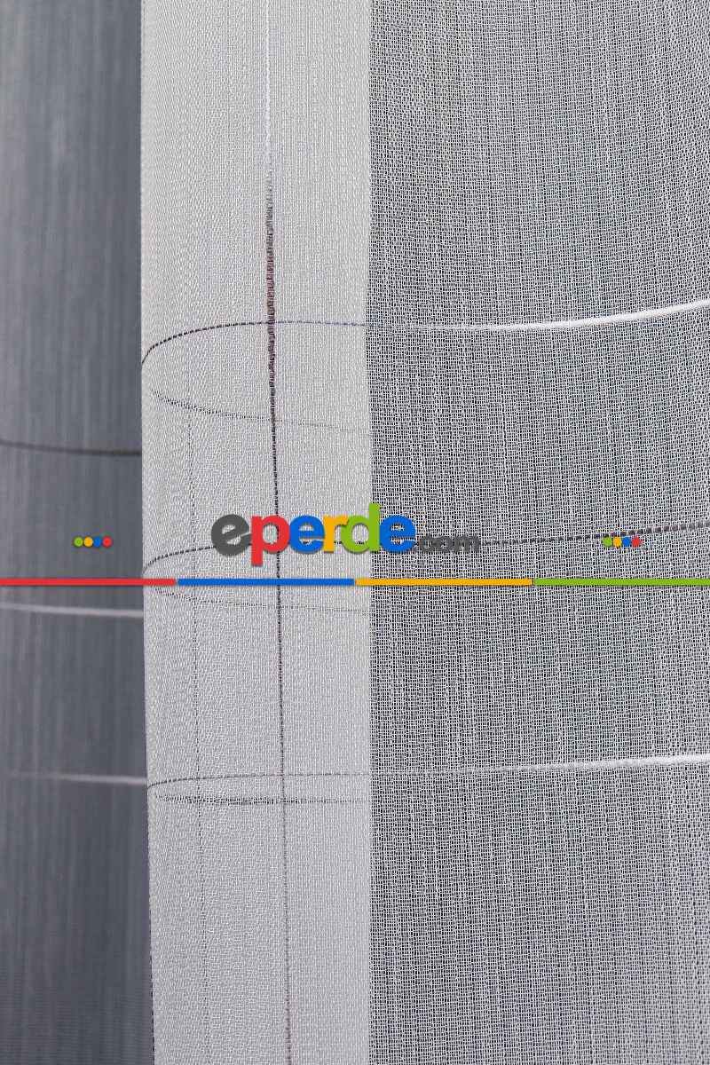 Salon Tül - Bambu Zemin Geometri Nakış İşlemeli Tül Perde