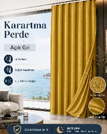 Keten Hardal Sarı Kalın Güneşlik Blackout Kararma Fon Perde