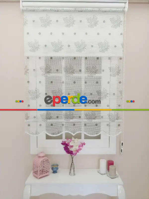 Çift Sistem Tül Stor Perde Clısson Series 1640- Beyaz Gri Baskılı