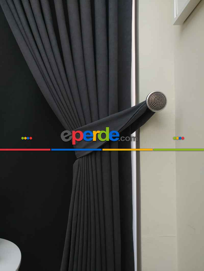 Düz Renk Dökümlü Fon Perde (150)- Gri Koyu