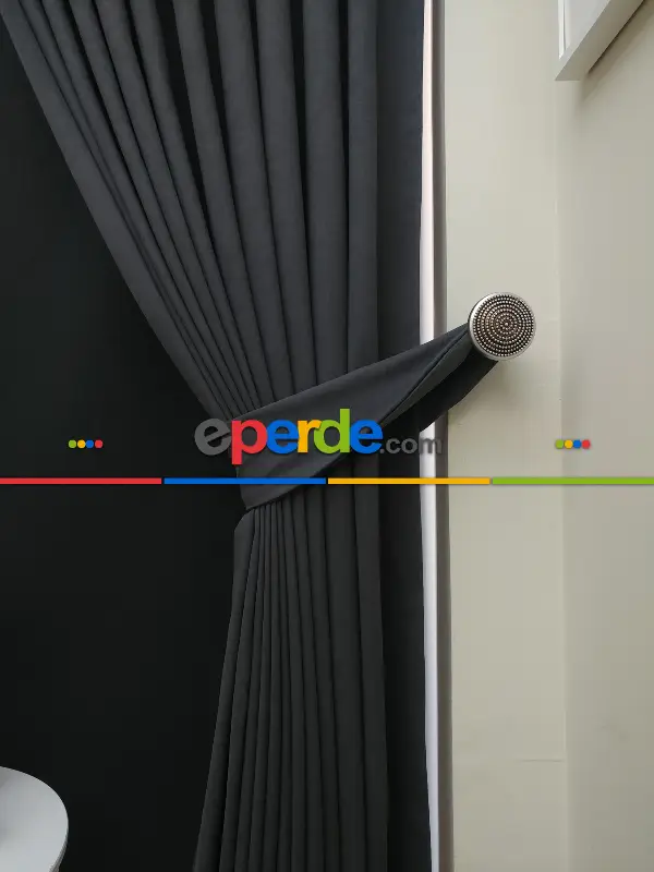 Düz Renk Dökümlü Fon Perde (150)- Gri Koyu