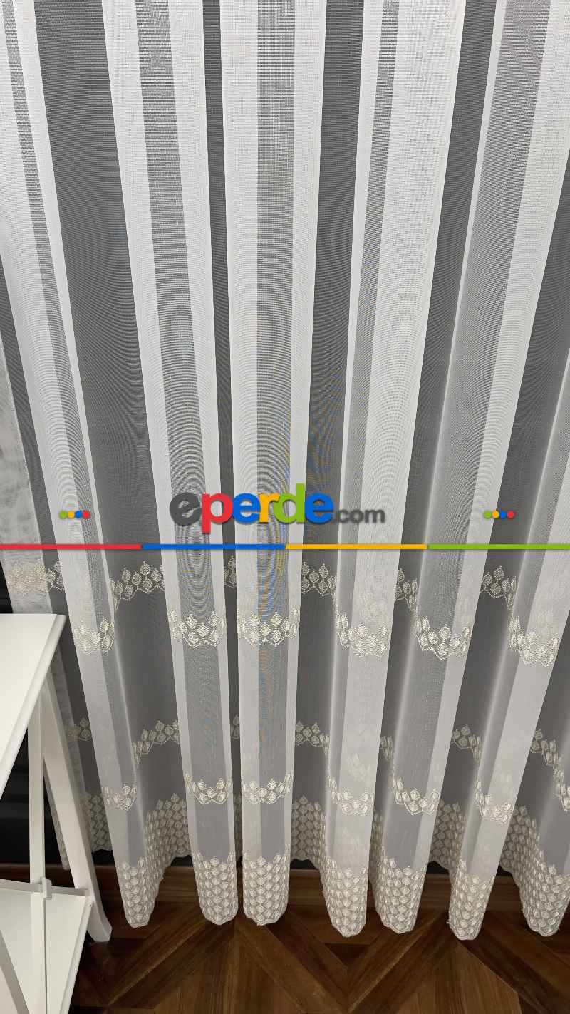 Yatak Odası - Premium Seri Trend Perde Modelleri 2023-kabartma Atlas İplikle Nakışlı İşleme Tül Perde 02