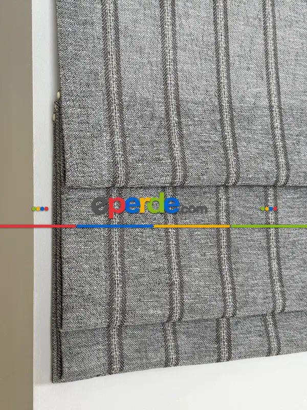 Gri Naturel Keten Katlamalı Perde