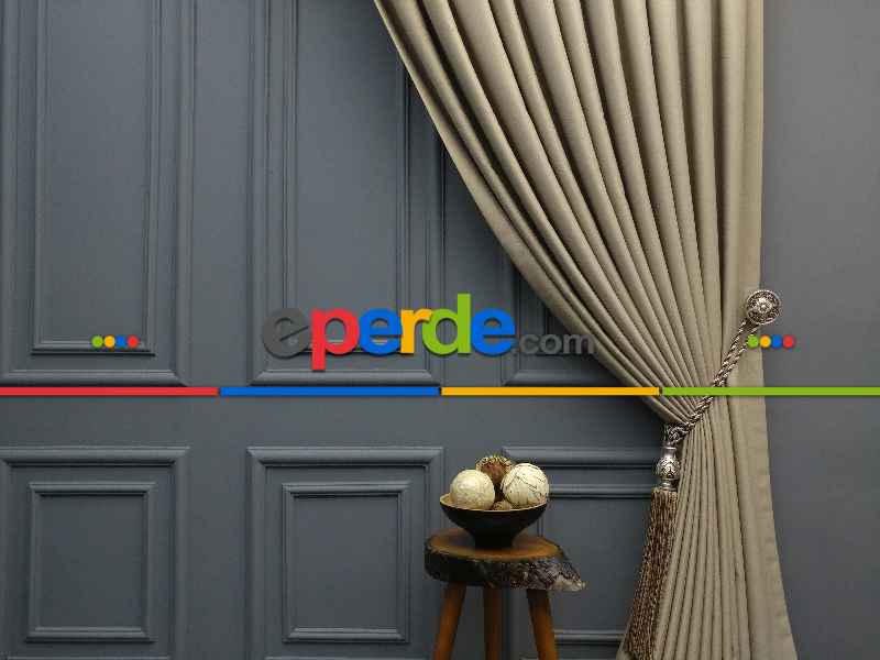 Modern Keten Görünümlü Işık Geçirmez Karatma Fon Perde 204 Ikon- Açık Vizon Rengi-açık Vizon