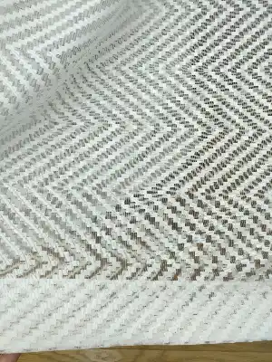 Geometrik Desenli Tül Perde Etek Katlamalı- Ekru