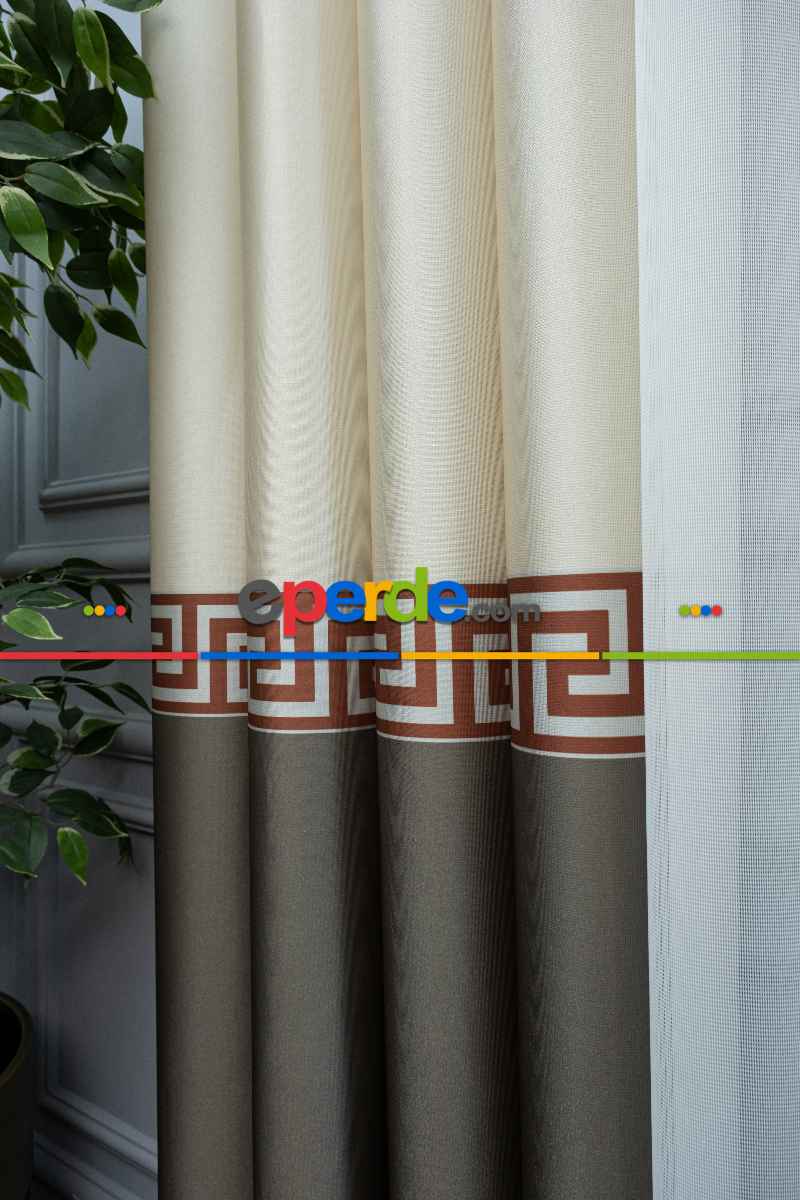 Lens Akıllı Dikey Tül Perde Versace-44- Çok Renkli 2