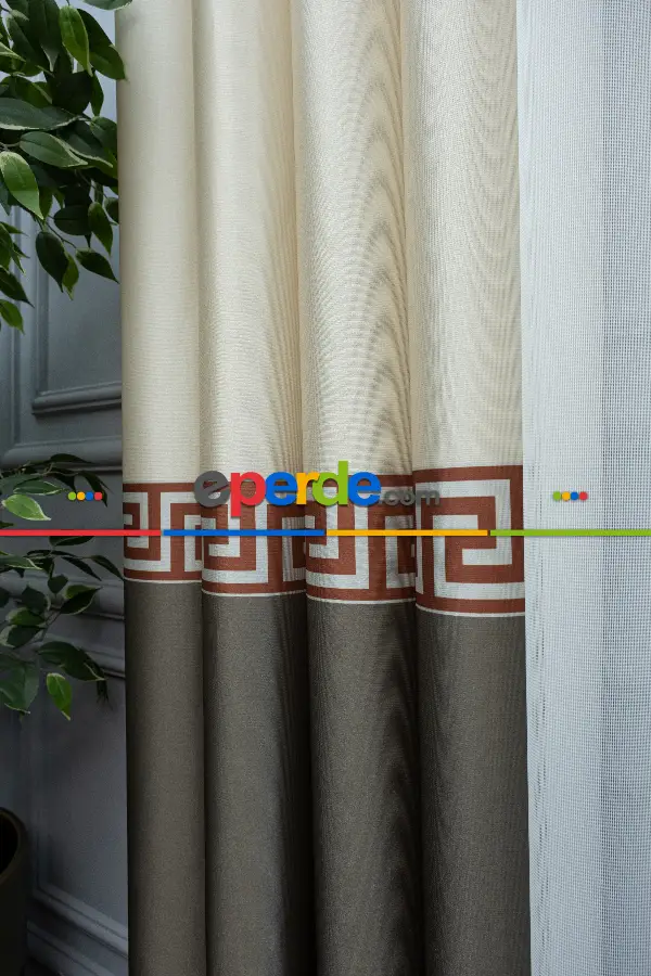 Lens Akıllı Dikey Tül Perde Versace-44- Çok Renkli 2