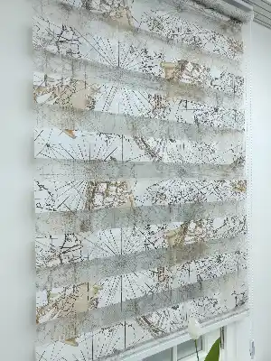 Piri Reis Desenli Zebra Perde- Sütlü Kahve