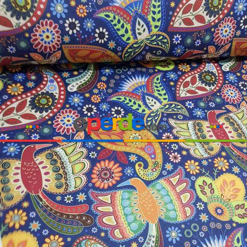 Etnik Desenli Fon Perde K707 Kumaşı Kalındır Duck Bezi Değildir-  Çok Renkli 3