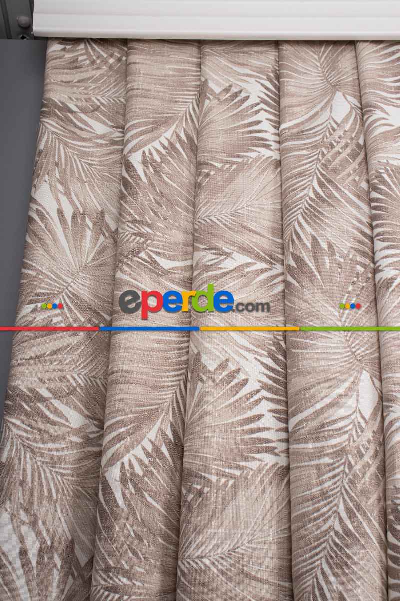 Tropikal Yaprak Desenli Fon Perde(leke Tutmaz)- Çok Renkli 2