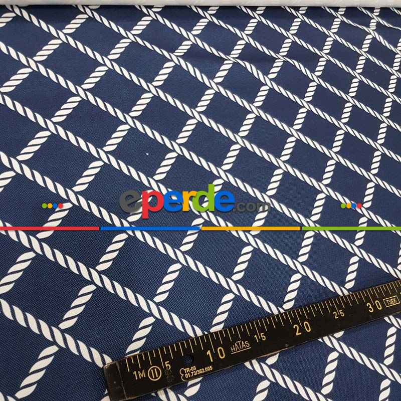 Marin Serisi Karo Desenli Fon Perde Evm1512-1 Kumaşı Kalındır Duck Bezi Değildir- Mavi Koyu