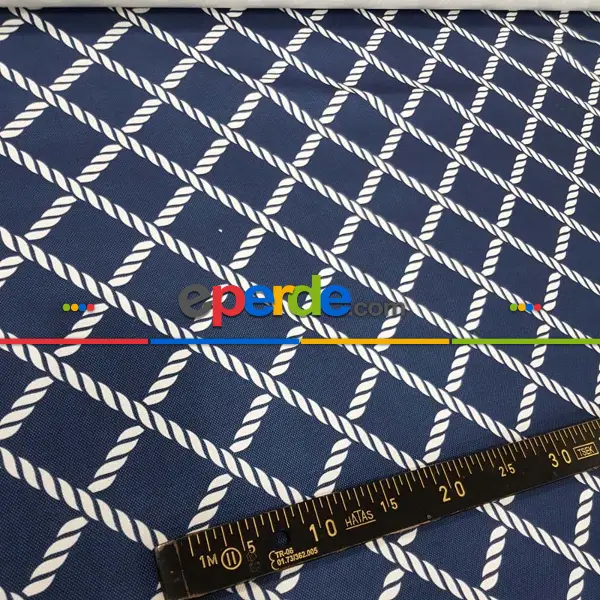 Bebek Odası - Marin Serisi Karo Desenli Fon Perde Evm1512-1 Kumaşı Kalındır Duck Bezi Değildir- Mavi Koyu