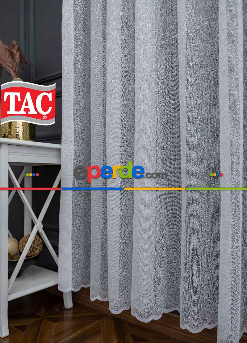 Taç Karlı Desen Örme Düz Tül Perde